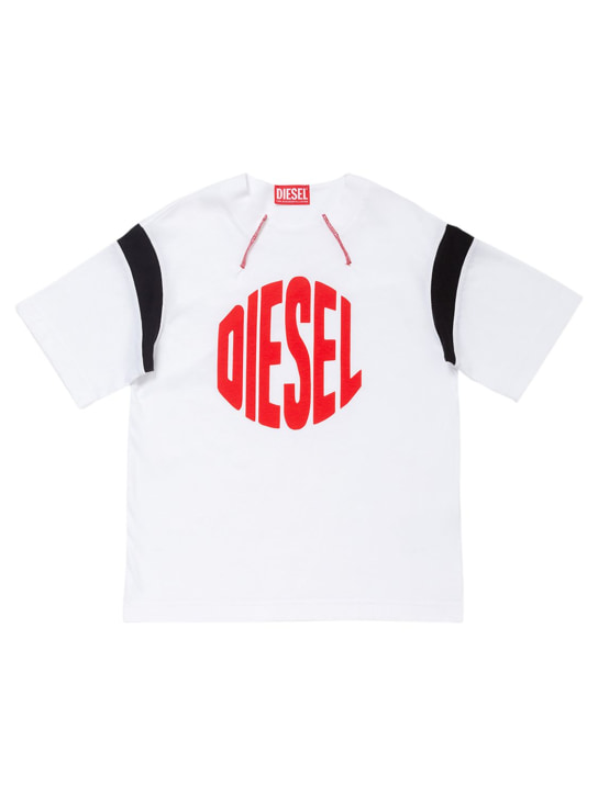 Diesel Kids: T-shirt en coton à logo - Blanc - kids-boys_0 | Luisa Via Roma