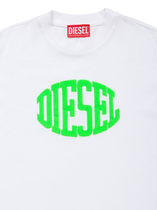 Diesel Kids: Camiseta de algodón con logo estampado - Blanco - kids-boys_1 | Luisa Via Roma