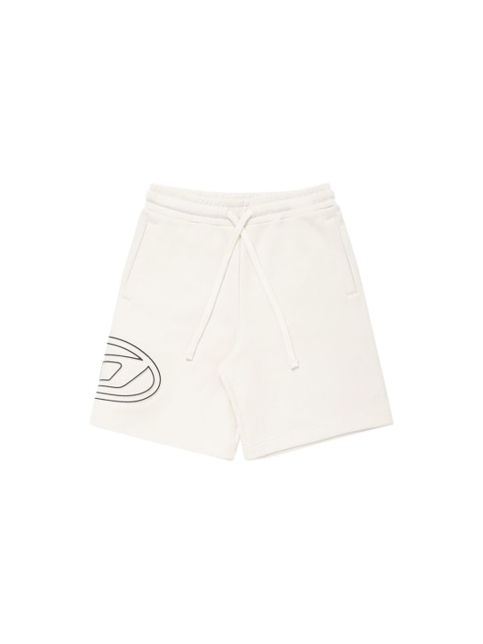 Diesel Kids: Cotton sweat shorts w/ logo - Beyaz - kids-boys_0 | Luisa Via Roma