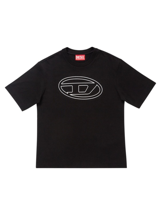 Diesel Kids: Camiseta de algodón con logo - Negro - kids-boys_0 | Luisa Via Roma