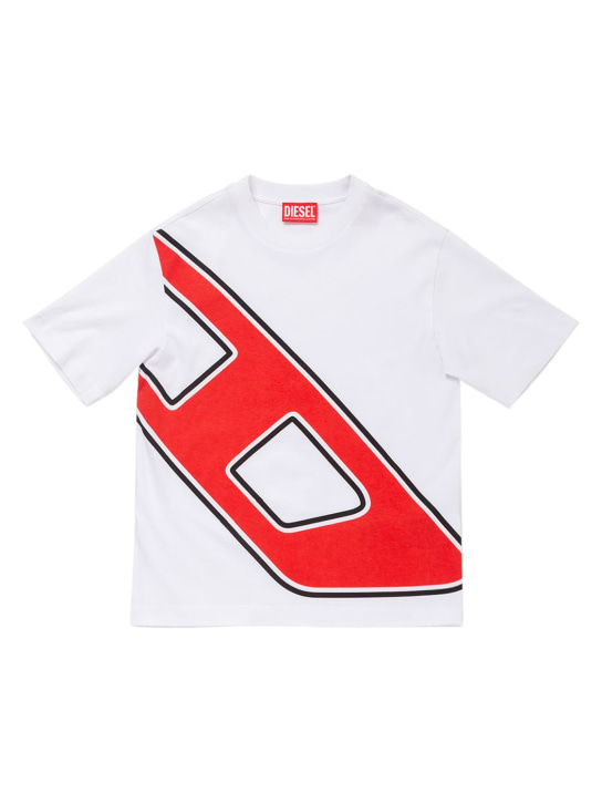 Diesel Kids: T-Shirt aus Baumwolle mit Druck „Maxi D“ - Weiß - kids-boys_0 | Luisa Via Roma