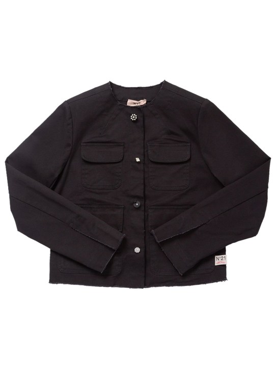 N°21: Cotton denim jacket - Siyah - kids-girls_0 | Luisa Via Roma