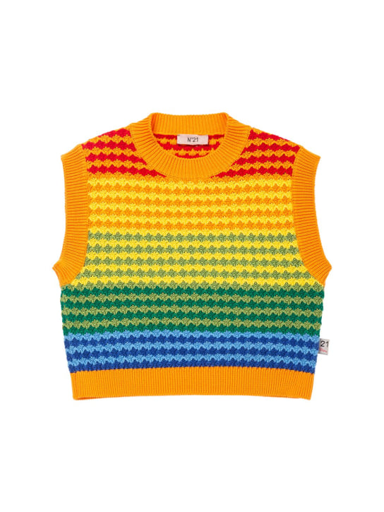 N°21: Sleeveless cotton tricot knit top - Multicolor - kids-boys_0 | Luisa Via Roma