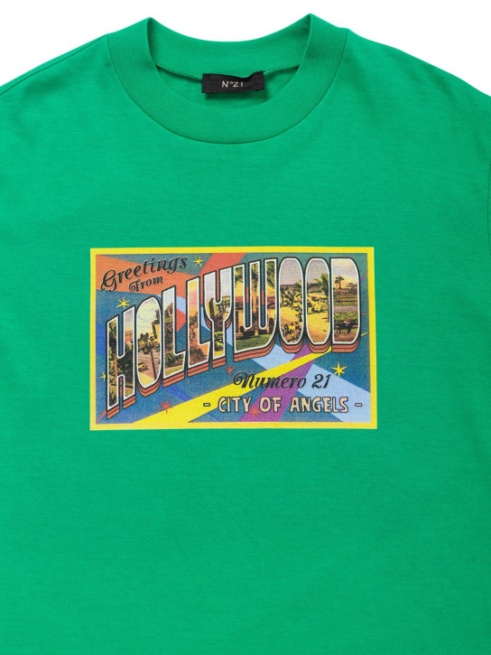 N°21: 印花棉质平纹针织T恤 - 绿色 - kids-boys_1 | Luisa Via Roma
