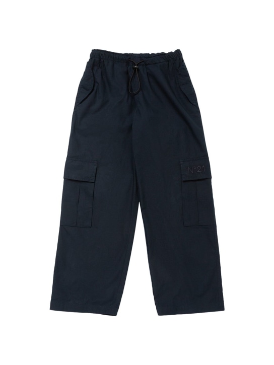 N°21: Cotton poplin cargo pants - Navy - kids-boys_0 | Luisa Via Roma