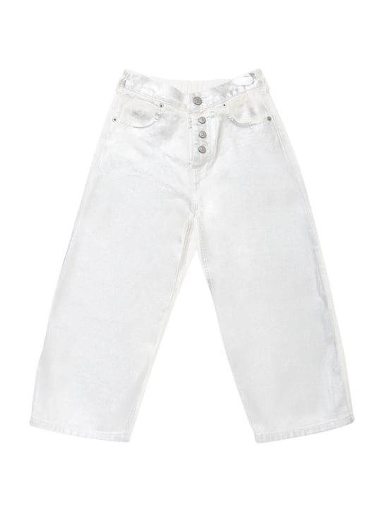MM6 Maison Margiela: Cotton denim jeans - Beyaz - kids-girls_0 | Luisa Via Roma