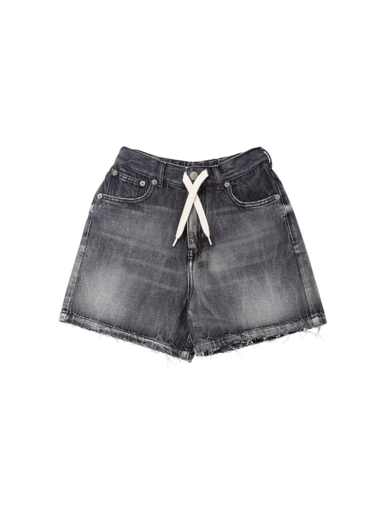 MM6 Maison Margiela: Shorts de denim de algodón - Gris Oscuro - kids-girls_0 | Luisa Via Roma