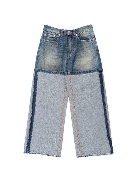MM6 Maison Margiela: Jeans de denim de algodón - Azul - kids-girls_0 | Luisa Via Roma