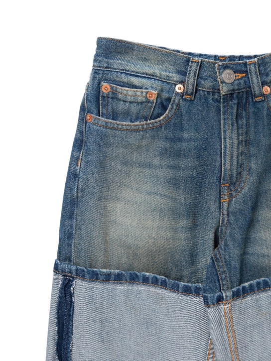 MM6 Maison Margiela: Wide leg denim jeans - Mavi - kids-girls_1 | Luisa Via Roma
