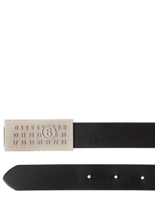 MM6 Maison Margiela: Leather logo belt - Black - kids-girls_1 | Luisa Via Roma