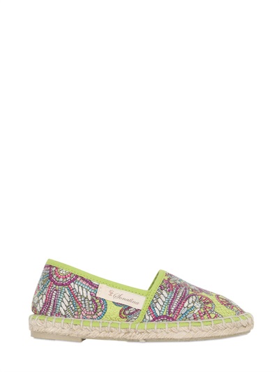 sonatina - 印花帆布麻底便鞋 - 浅绿色