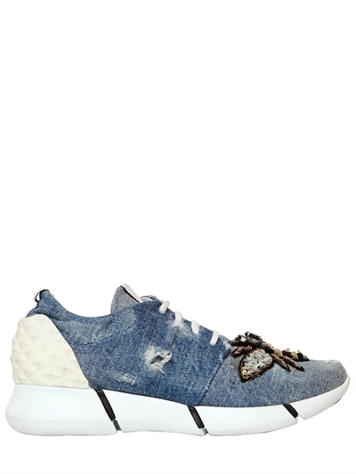 elena iachi - 30毫米刺绣牛仔运动鞋