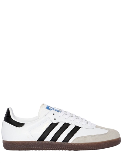 adidas originals - "samba"皮革&麂皮运动鞋 - 白色/黑色