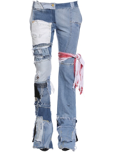 Ronald Van Der Kemp - Jeans in denim patchwork - Blu | Luisaviaroma