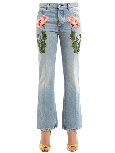 gucci floral denim
