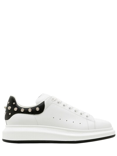 ALEXANDER MCQUEEN, 45mm leather platform sneakers w/ studs, White ... ALEXANDER MCQUEEN - 45MM LEATHER PLATFORM SNEAKERS W/ STUDS