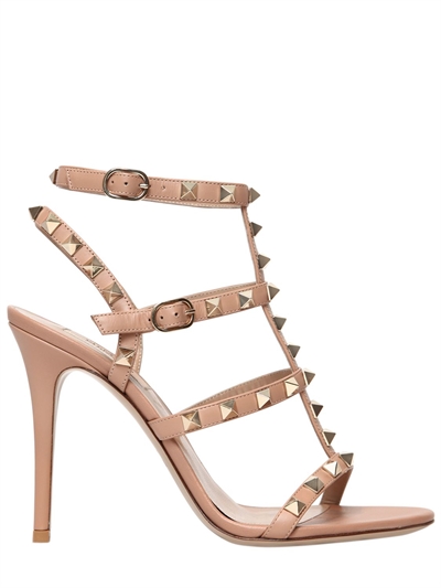 VALENTINO - 105MM ROCKSTUD LEATHER SANDALS - SANDALS - NUDE - Luisaviaroma