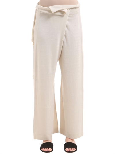 SHUJ, 真丝&羊绒阔腿裤, 白色, Luisaviaroma