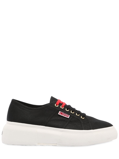 superga platform sneaker black