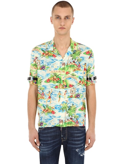Hawaii printed viscose bowling shirt 