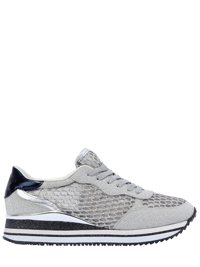 30毫米渔网&亮粉布料运动鞋