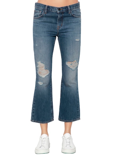 J Brand Aubrie Boot Cut Cropped Denim Jeans Blue Luisaviaroma