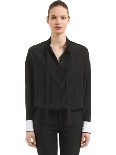 haider ackermann - 系带真丝衬衫 - 黑色