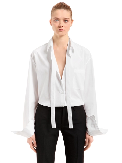 haider ackermann - 系带纯棉衬衫 - 白色