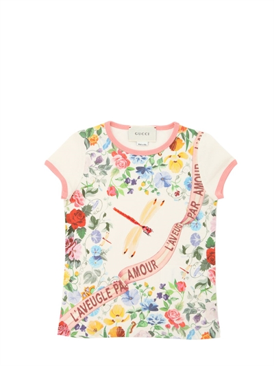 gucci - 蜻蜓印图织棉t恤 - 多色