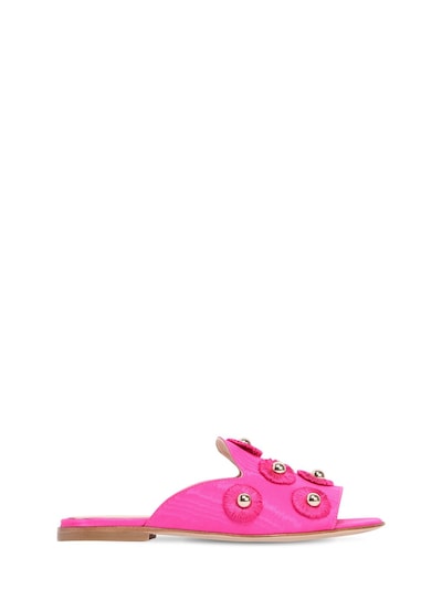 Aquazzura Sunflower Flat Brocade Sandals Fuchsia Luisaviaroma