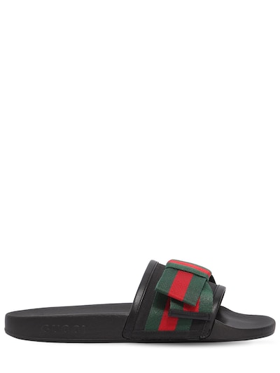 gucci satin slide with web bow