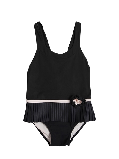 la perla - 莱卡百褶连体泳衣 - 黑色