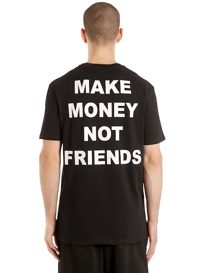 Make Money Not Friends Logo Print Cotton Jersey T Shirt Black