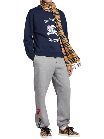 burberry - "runway"logo纯棉运动裤 - 灰色