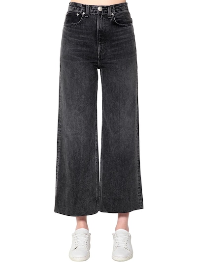 black denim wide leg jeans
