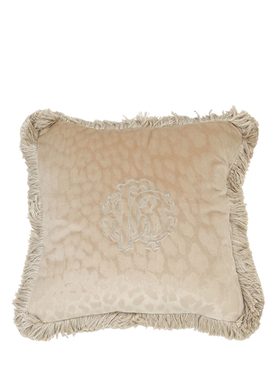 Roberto Cavalli Monogram Velvet Square Accent Pillow