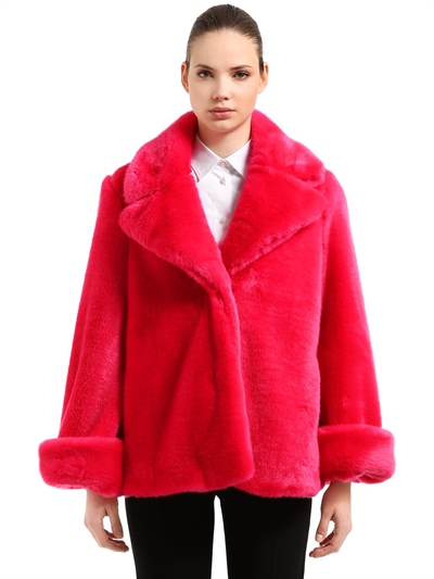 fuchsia fur coat