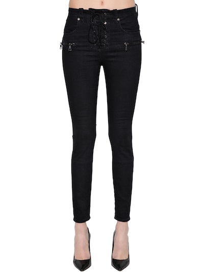 black cut up jeans