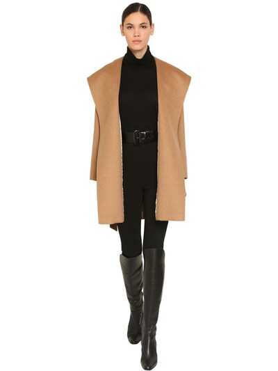 camel coat with hood