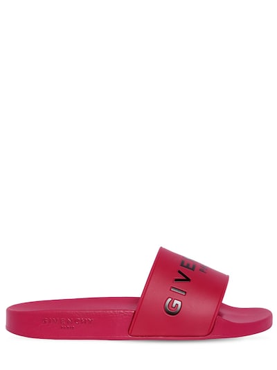 Givenchy 10mm Logo Embossed Rubber Slide Sandals In Coral | ModeSens