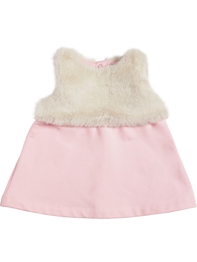 Moncler エコファー コットンスウェットワンピース ピンク ホワイト Luisaviaroma