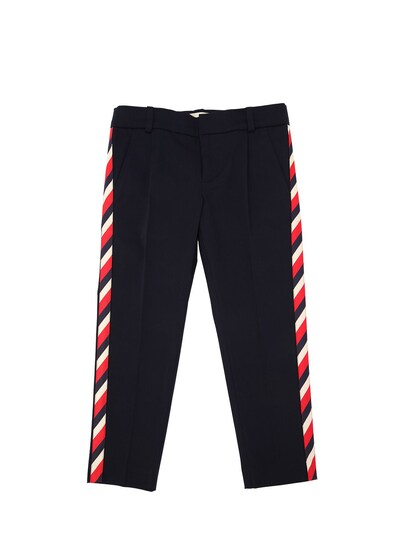 gabardine stretch pant with gucci stripe