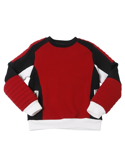 fordom bue Anstændig Balmain - Color block biker cotton sweatshirt - Red/Black | Luisaviaroma