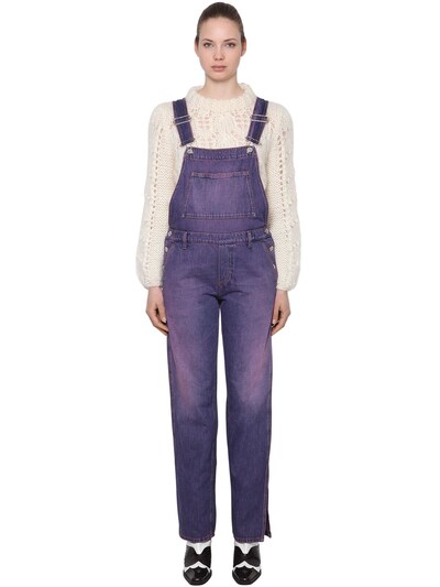 ganni washed denim jumpsuit