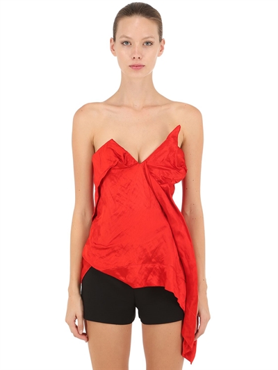 red satin corset top