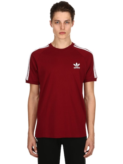 adidas originals 3 stripe t shirt burgundy