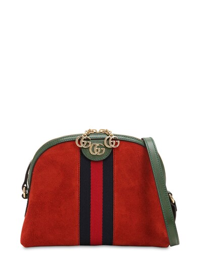 red suede shoulder bag