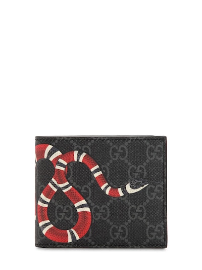 Gucci Kingsnake Wallet GG Supreme (8 Card Slots) Black in Canvas - US