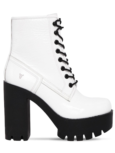 patent leather boots white