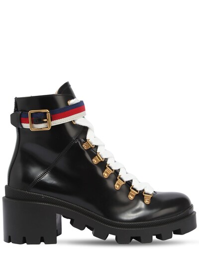 gucci leather boots with buckle